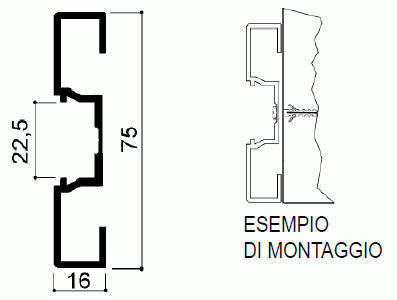 cod. art. FM2012 : profilo in alluminio speciale